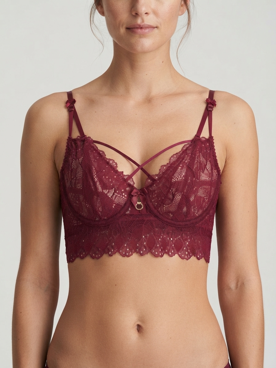 Enigma – Bustier media copa de encaje con hebilla frontal