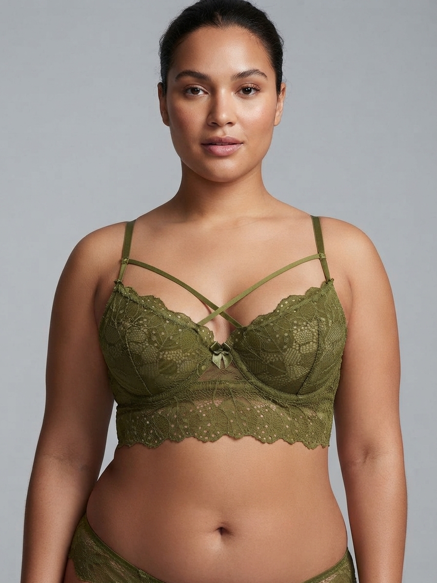 Enigma – Bustier media copa de encaje con hebilla frontal